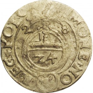 Zygmunt III Waza, półtorak 1628 półkozic w owalnej tarczy, Bydgoszcz, rzadki (R8)