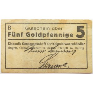 Wolne Miasto Gdańsk, Einkaufs-Genossenschaft, 5 goldpfennig, seria B