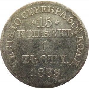 Mikołaj I, 15 kopiejek/1 złoty 1839 MW, Warszawa