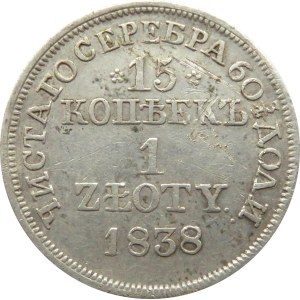 Mikołaj I, 15 kopiejek/1 złoty 1838 MW, Warszawa