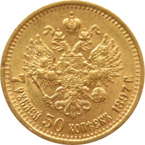 Rosja, Mikołaj II, 7,5 rubli 1897, Petersburg, piękny egzemplarz