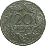 Poland, GG, destructed 20 pennies 1923, sheet metal tip, beautiful!
