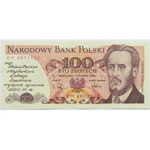 Polska, PRL, 100 złotych 1988, seria RM, okolicznościowy nadruk, podpisy