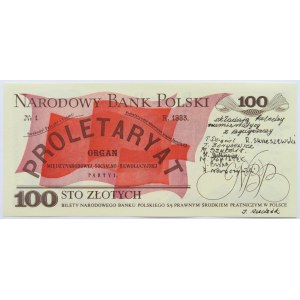 Polska, PRL, 100 złotych 1988, seria RM, okolicznościowy nadruk, podpisy