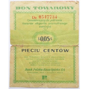 Polska, PeWeX, 5 centów 1960, seria Da, z klauzulą na rewersie, rzadkie