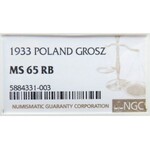 Polska, II RP, grosz 1933, Warszawa, NGC MS65 RB