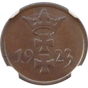 Wolne Miasto Gdańsk, 1 pfennig 1923, NGC MS64 BN