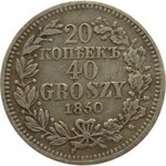 Mikołaj I, 20 kopiejek/40 groszy 1850 MW, Warszawa
