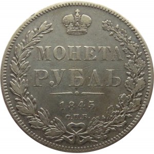 Rosja, Mikołaj I, 1 rubel 1845 KB, Petersburg