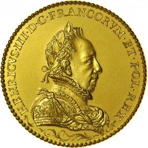 Medal Henryk III Walezy i jego żona Ludwika Lotaryńska, piękne ZŁOCENIE