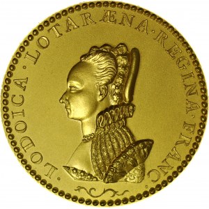 Medal Henryk III Walezy i jego żona Ludwika Lotaryńska, piękne ZŁOCENIE