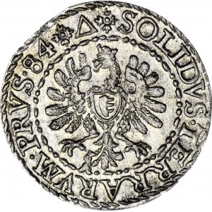 R-, Stefan Batory, Szeląg ziem Pruskich 1584, Malbork, menniczy