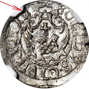 RR-, Zygmunt III Waza, Szeląg 1618/9, Ryga, rzadki, ilustrowany w katalogu