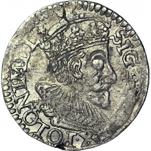 R, Zygmunt III Waza, Trojak 1593, Olkusz, 3 za imieniem, ruszt z lewej, rzadki