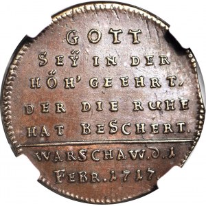 R-, August II Mocny, Medalik 1717r., pamiątka pokoju