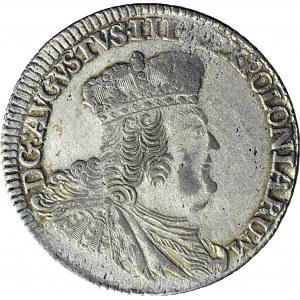 August III Sas, Dwuzłotówka (8 groszy) 1753, włosy opadające na plecy