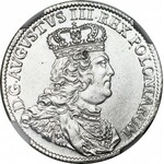 August III Sas, Dwuzłotówka 1753 Lipsk, 8gr zamiast 8GR pisane, bardzo rzadkie i piękne