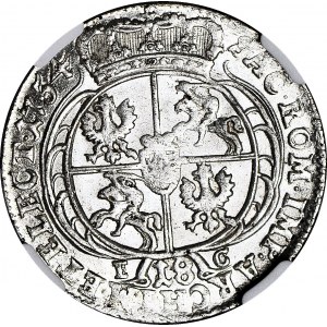 August III Sas, Ort 1754 EC, Lipsk, czytelne wszystkie szczegóły szat, wyśmienity