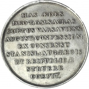 RR-, Stanisław A.Poniatowski, Medal 1777/78, budowa kościoła ewangelicko-augsburskiego w Warszawie, Holzhaeusser, srebro