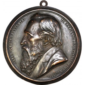 Józef Ignacy Kraszewski, Medalion 1880, Warszawa A. Pruszyński, 26cm,