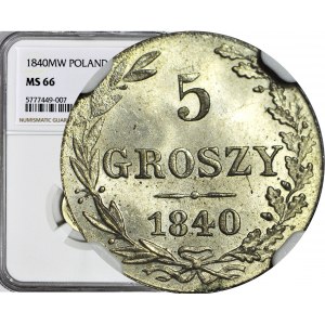 Królestwo Polskie, 5 groszy 1840, WYŚMIENITE
