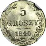 Królestwo Polskie, 5 groszy 1840, WYŚMIENITE