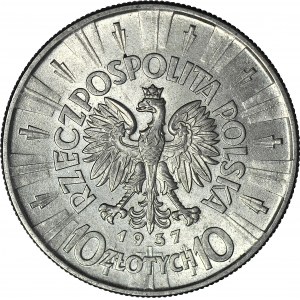 10 złotych 1937, Piłsudski, rzadszy rocznik, menniczy