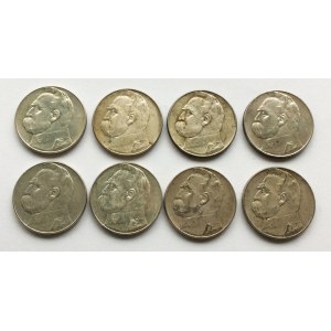 Zestaw ośmiu monet 10 złotych Piłsudski