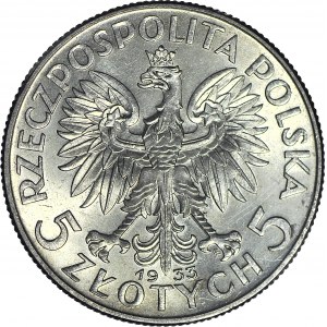 5 złotych 1933, Głowa, mennicza