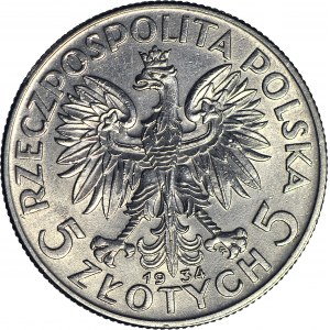 5 złotych 1934, Głowa, piękny