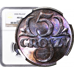 5 groszy 1935, mennicze, kolor RB, tylko 1 moneta wyżej