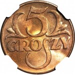 5 groszy 1939, mennicze, kolor RB, tylko 1 moneta wyżej