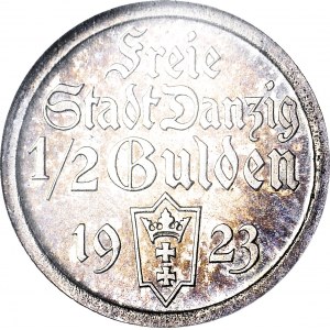 R-, WMG, 1/2 guldena 1923, STEMPEL LUSTRZANY
