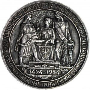 Medal SREBRO - 500-lecie powrotu Gdańska do Polski – 1454 - 1954 r. RZADKI