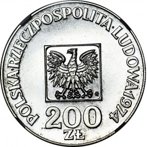 RR-, 200 złotych 1974 XXX lat PRL, srebro PRÓBA, nakład 24 szt.
