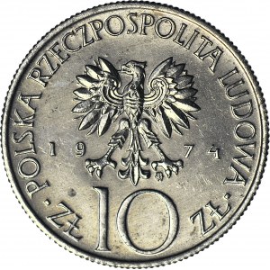 RRR-, 10 złotych 1974, Mickiewicz, PRÓBA, MIEDZIONIKIEL, nakład 20szt., ODMIENNA