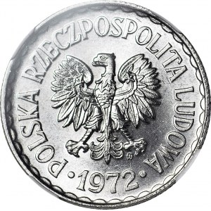 RR-, 1 zloty 1972, SKROLT 80 degrees, very rare