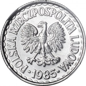 1 złoty 1985, zdwojenie DOUBLE DIE PROOFLIKE, jedyne znane w proof