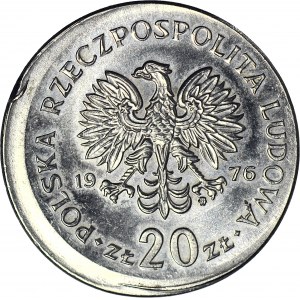 RR-, 20 złotych 1976 Nowotko, niecentryczne bicie, DESTRUKT