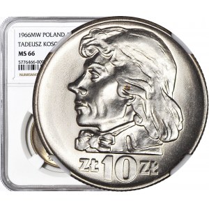 10 złotych 1966 Kościuszko, najniższy nakład, menniczy