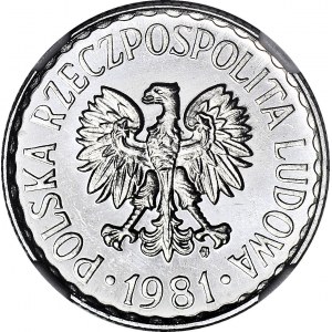 1 złoty 1981, rewers świeży stempel