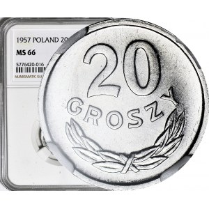 R-, 20 groszy 1957, SZEROKA DATA, POSZUKIWANA,