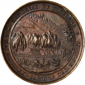 Francja Medal wybity na pamiątkę śmierci Napoleona na wyspie św. Heleny i ponownego pochówku jego szczątków w Paryżu, R1
