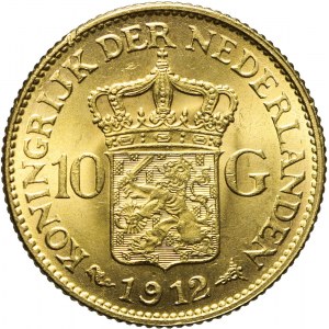 Holandia, 10 guldenów 1912, Wilhelmina, piękne