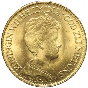 Holandia, 10 guldenów 1917, Wilhelmina, piękne