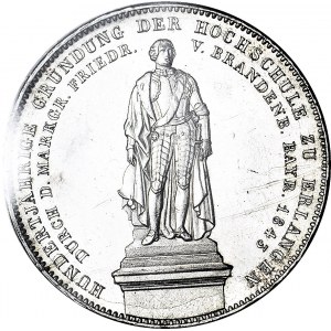 Niemcy, Bayern, Ludwig I, 2 talary (3 1/2 guldena) 1843, Monachium, Uniwersytet Erlangen, świeży stempel
