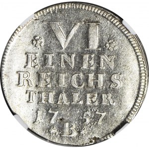 Niemcy, Brandenburg-Bayreuth, Fryderyk III, 1/6 talara 1757 B, mennicze