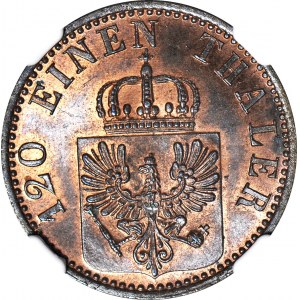Niemcy, Prusy, Wilhelm I, 3 fenigi 1867 A, Berlin, wyśmienite