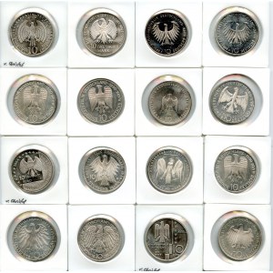 Niemcy, Republika Federalna, Zestaw 16 okolicznościowych monet srebrnych