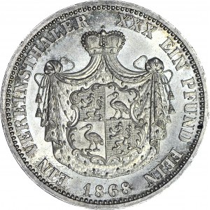 Niemcy, Reuss Alterer Linie, Henryk XXII, Talar 1868-A, nakład 7100szt., wyśmienity